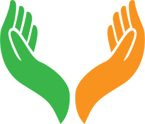 Green and Orange Human Hand Logo PNG Vector