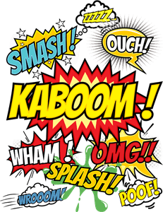 Kaboom, Smash, Splash, Ouch, Wham, Omg, Poof Logo PNG Vector