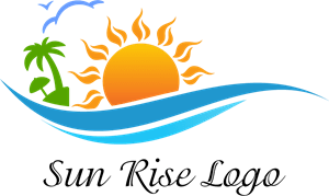 Sun Rise Water Beach Art Logo PNG Vector